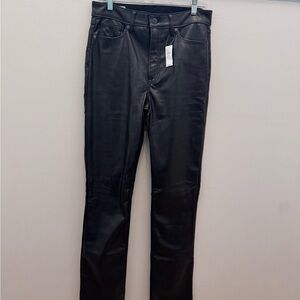 GAP Vintae Slim High Rise Black Faux Leather Pants. Size 10 Tall